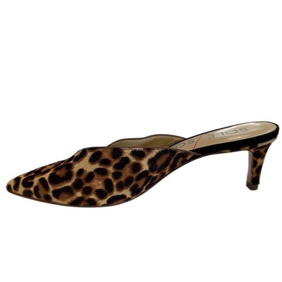 Sole Society woman’s Leopard Print Mule Heels Size 6.5 Pointed Toe Slip-On Chic - Picture 5 of 7